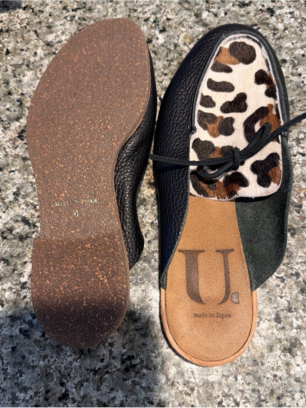 U- DOT U.Japan Leopard Pony Hair Leather Loafers Size 8 Unworn